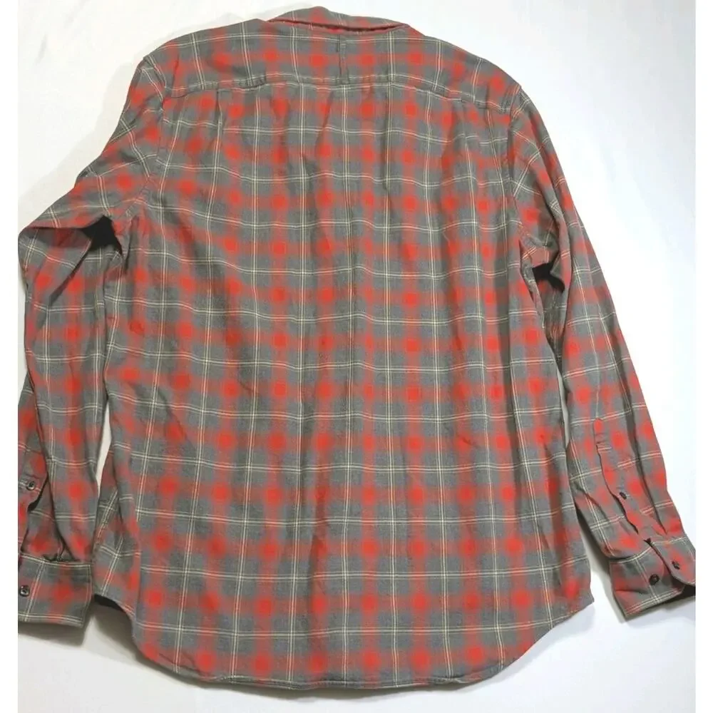 Banana Republic Men's Plaid Flannel Shirt Red & Grey Medium